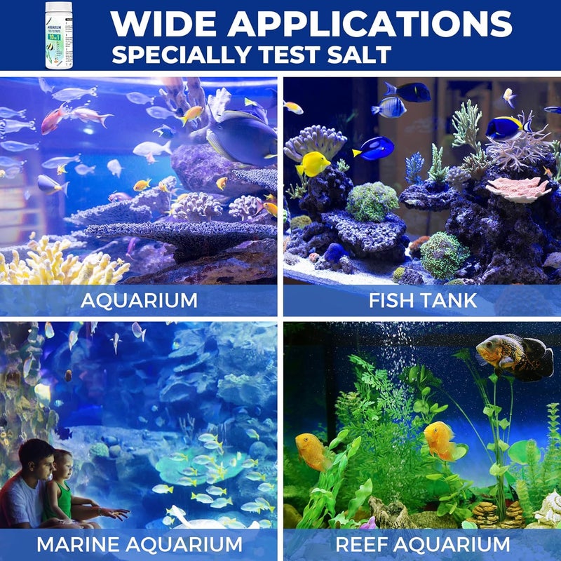 SaySummer Aquarium Test Strips for Saltwater Tank: 10-in-1 125 Counts Salt Water Aquarium Water Test Kit, Fish Tank Test Strips for Testing Salt Chlorine Copper Nitrate pH and More, AQSTTN24 - Image 5